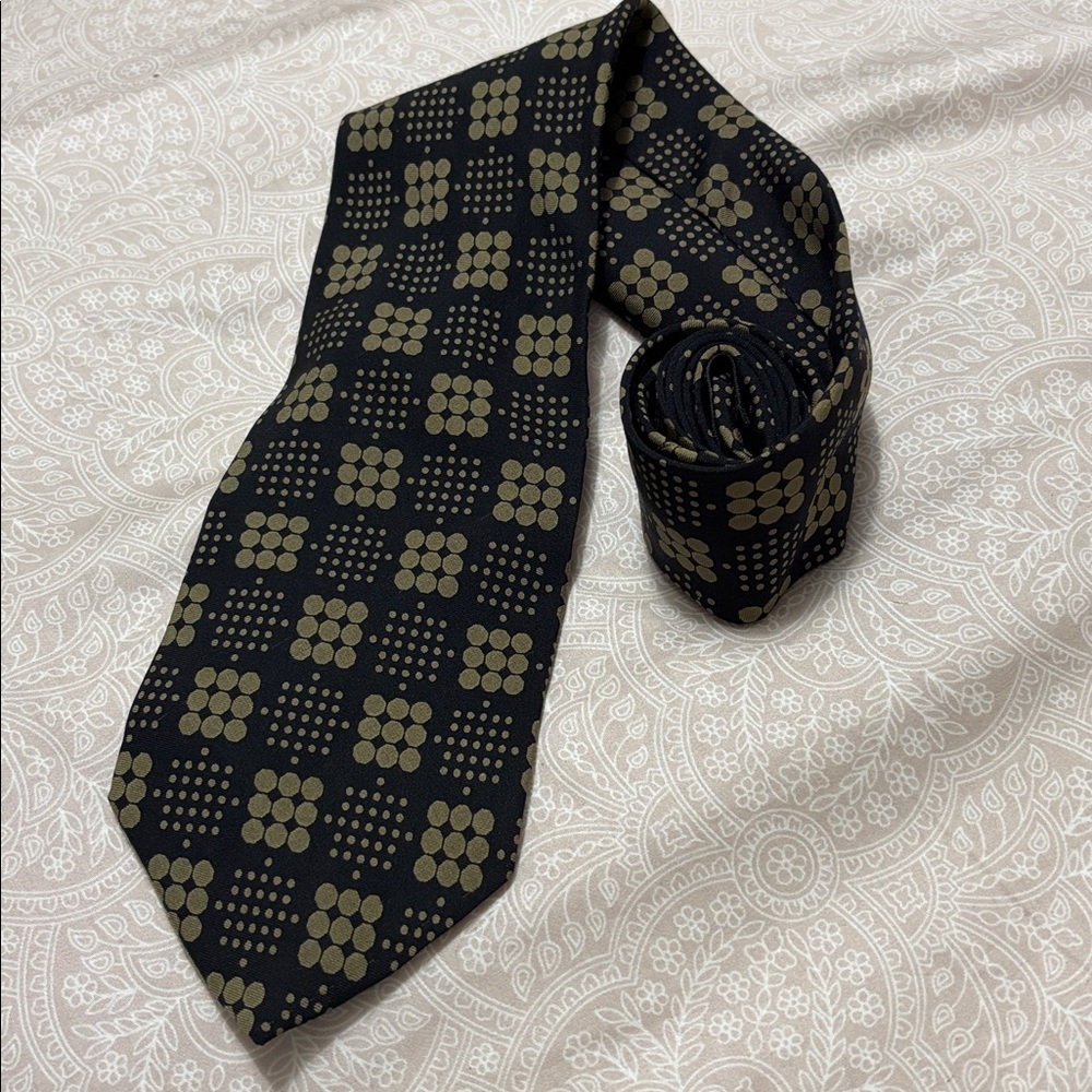 Vintage Giorgio Armani Black Tie with Gold Dots